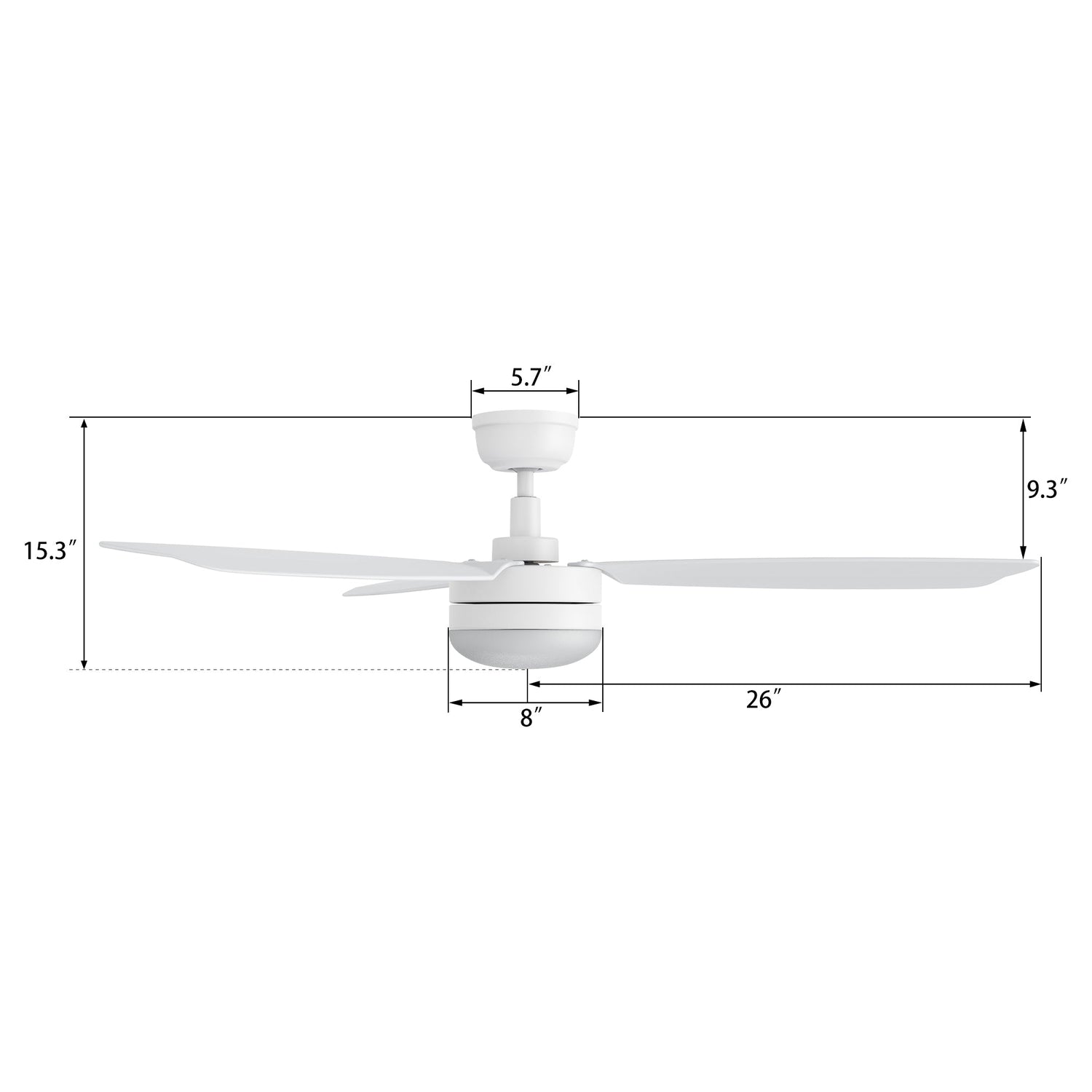 VARA 52 In 3 Blade Smart Ceiling Fan With Integrated LED Lights With Remote