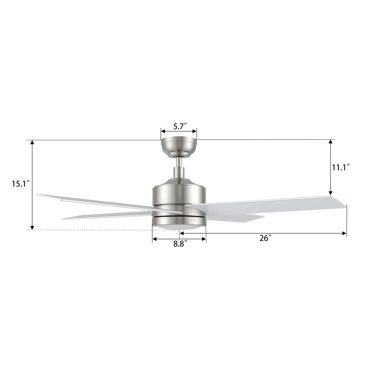 SANTANA 52 In 4 Blade Smart Ceiling Fan With Integrated LED Lights With Remote