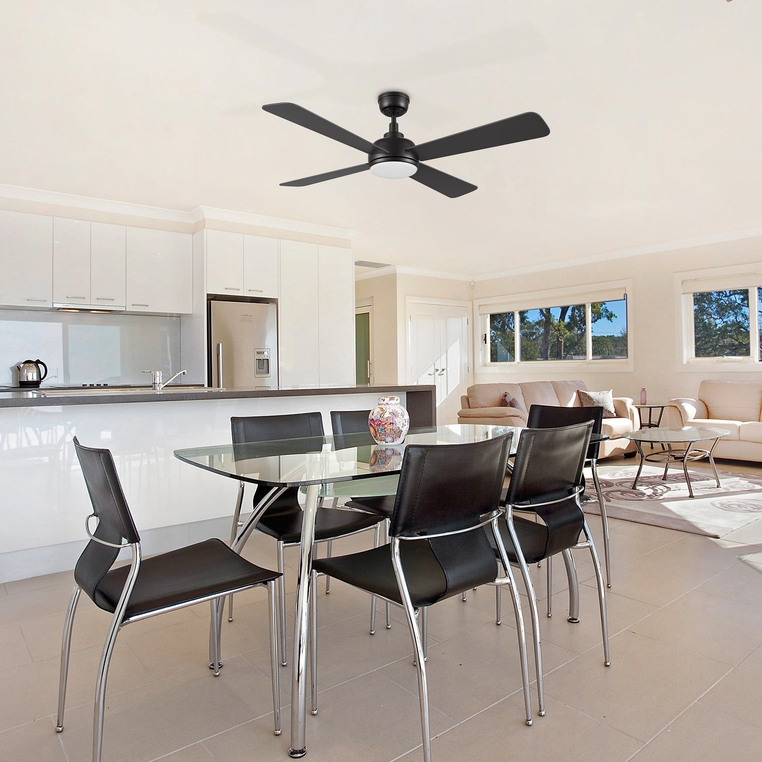 TRYTON 52 In 4 Blade Smart Ceiling Fan With Integrated LED Lights With Google Home
