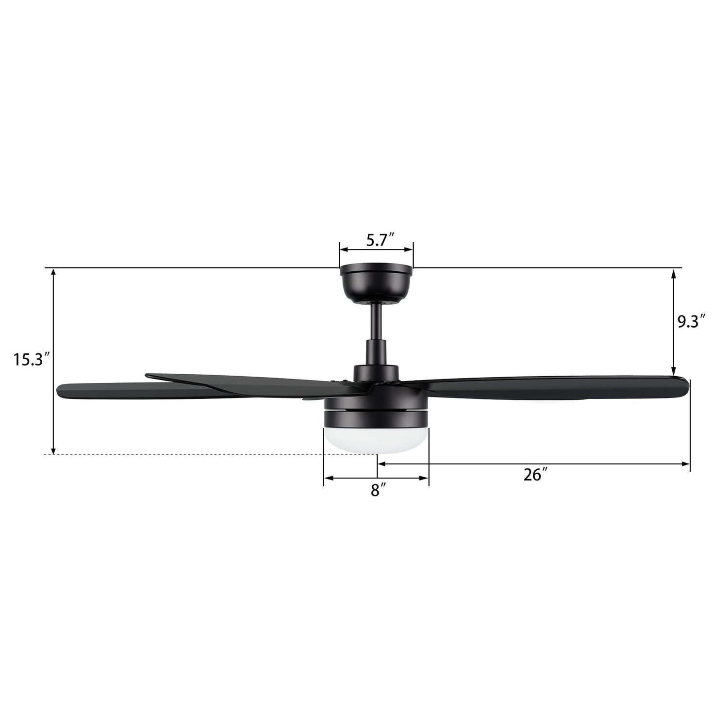 VARA 52 In 5 Blade Smart Ceiling Fan With Integrated LED Lights With Remote