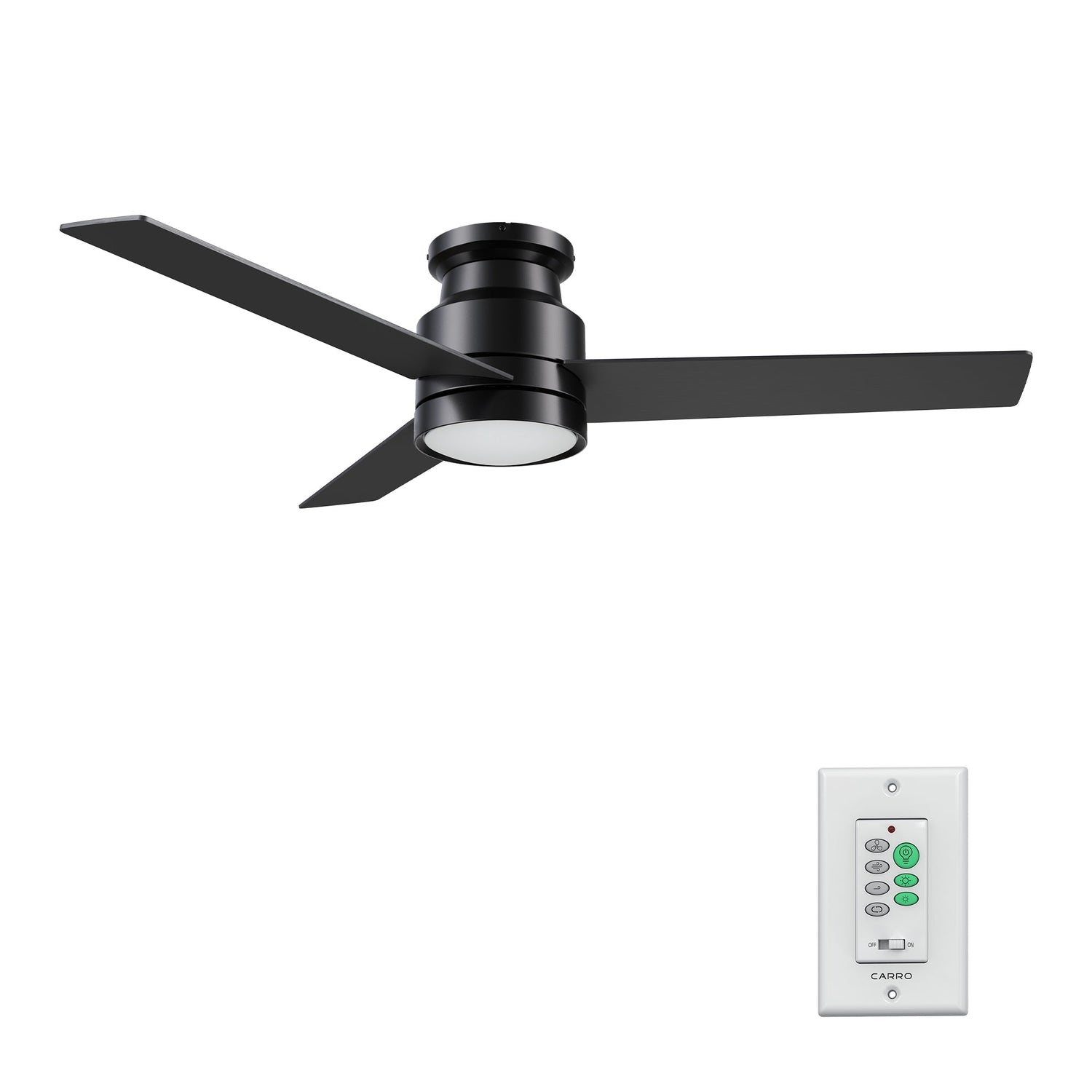 SANTANA 52 inch 3-Blade Flush Mount Ceiling Fan with LED light & Wall Control
