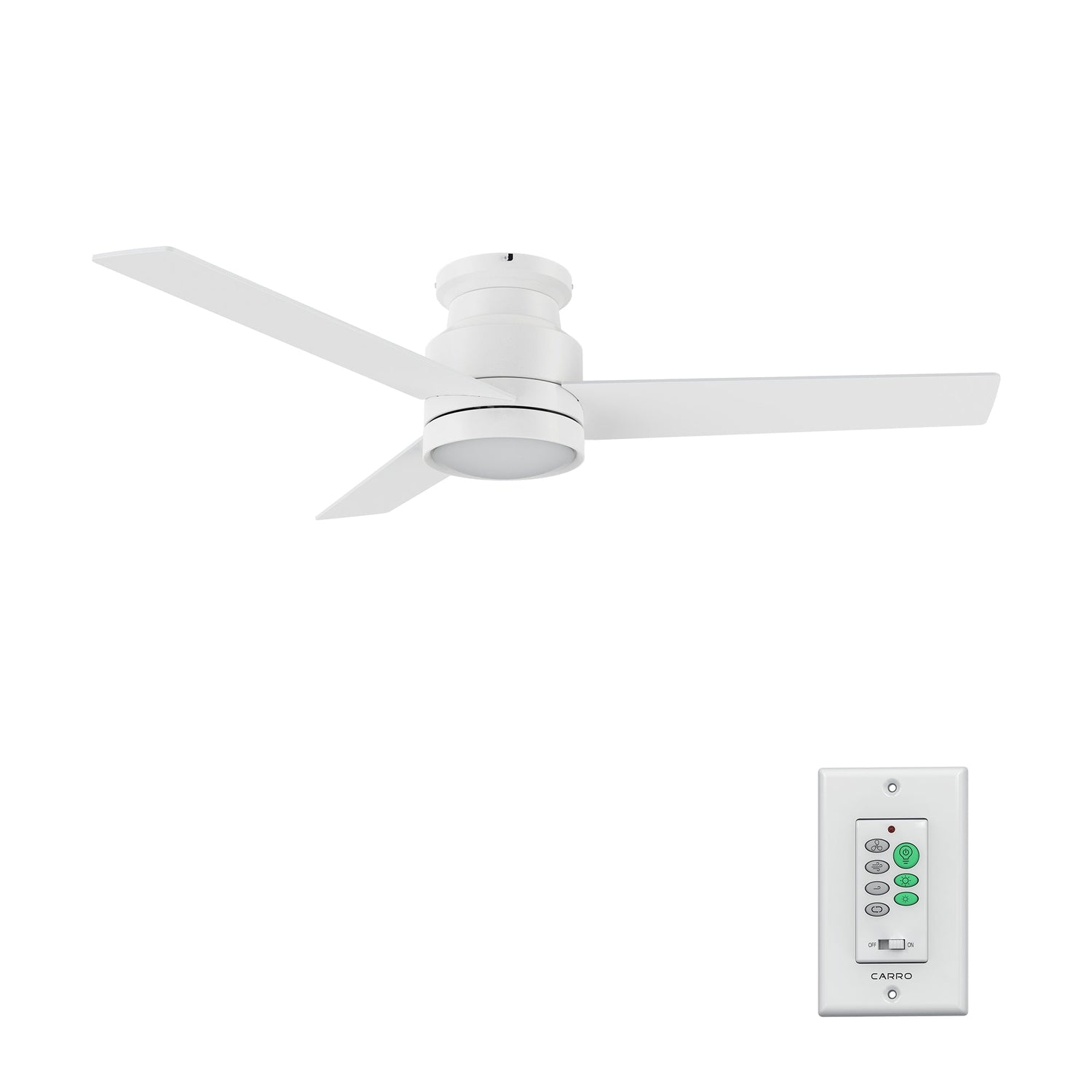 SANTANA 52 inch 3-Blade Flush Mount Ceiling Fan with LED light & Wall Control