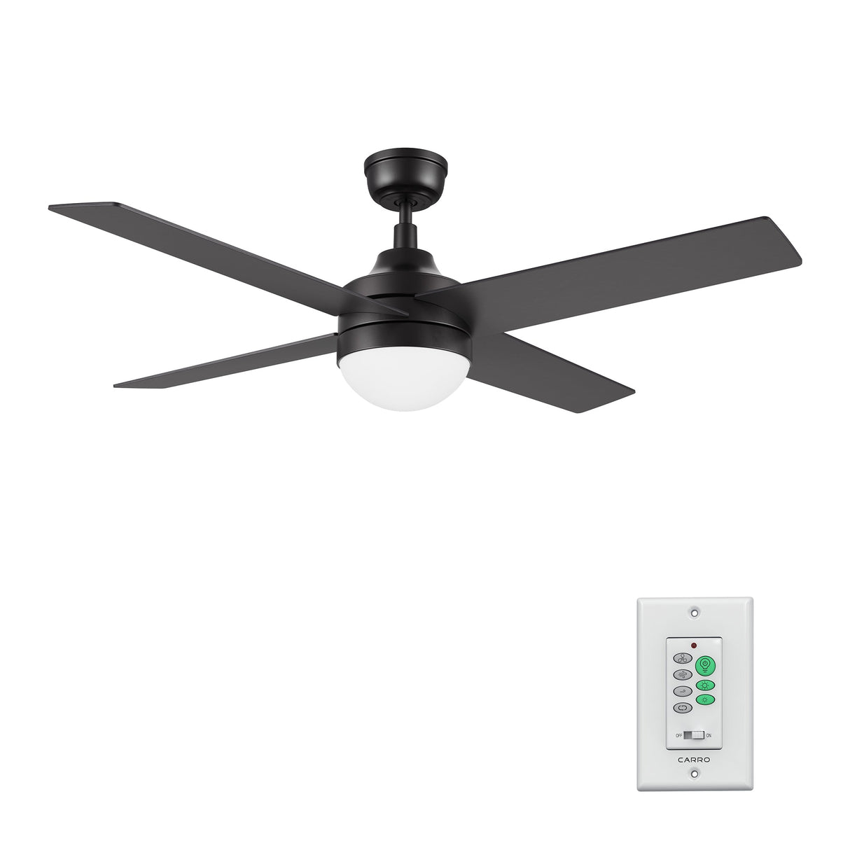 KIMBALL 52 In 4 Blade Smart Ceiling Fan With Integrated LED Lights With Wall Control