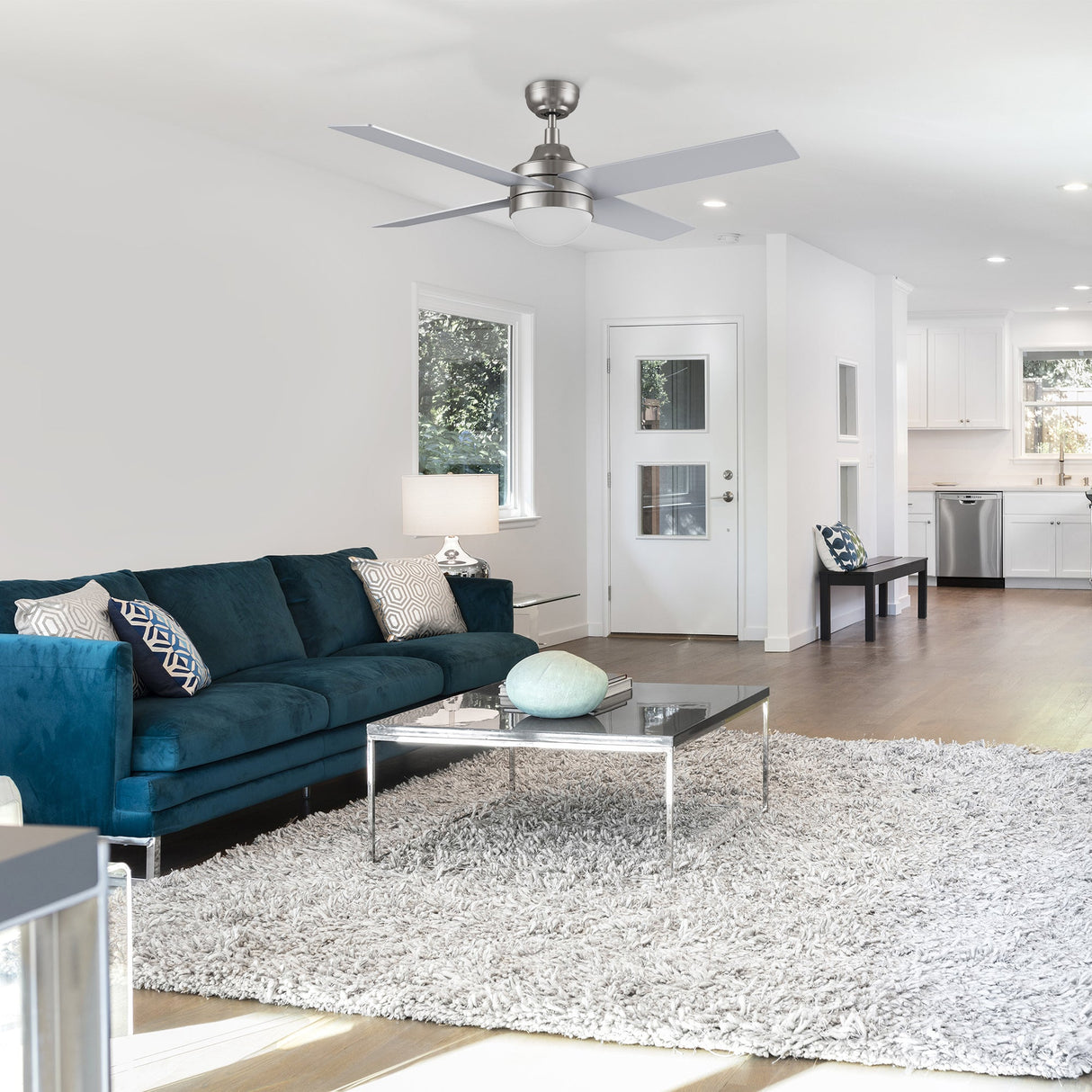 KIMBALL 52 In 4 Blade Smart Ceiling Fan With Integrated LED Lights With Wall Control