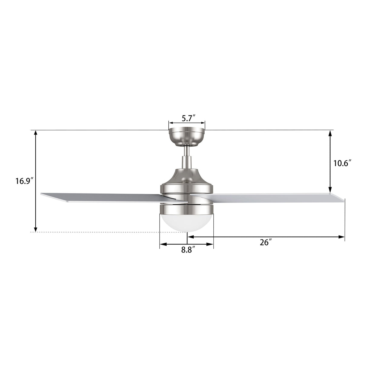 KIMBALL 52 In 4 Blade Smart Ceiling Fan With Integrated LED Lights With Wall Control