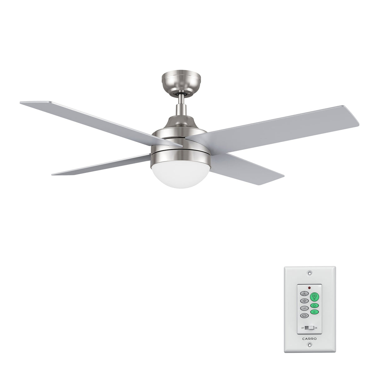 KIMBALL 52 In 4 Blade Smart Ceiling Fan With Integrated LED Lights With Wall Control