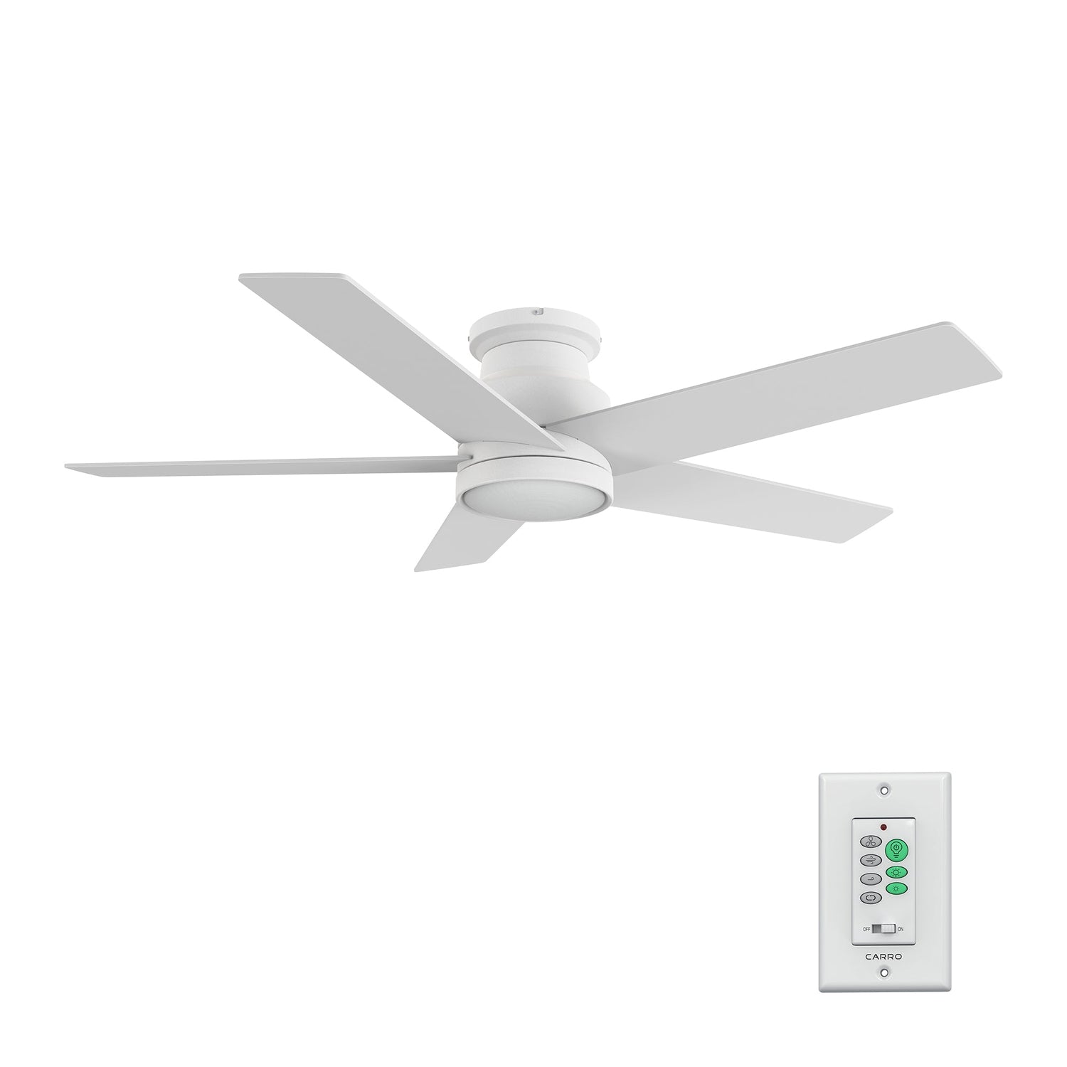 SANTANA 52 inch 5-Blade Flush Mount Ceiling Fan with LED Light & Wall Control
