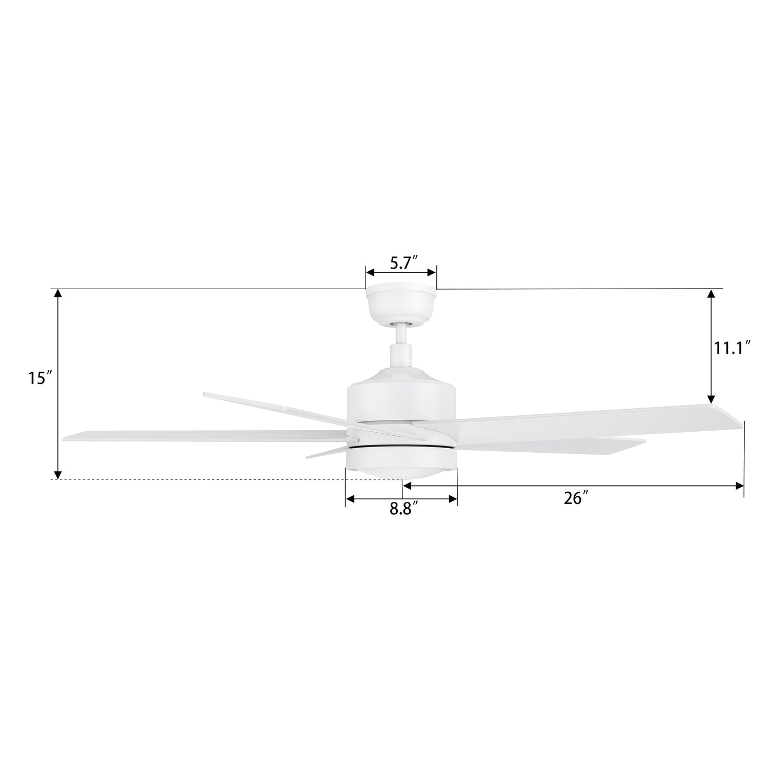 SANTANA 52 In 5 Blade Smart Ceiling Fan With Integrated LED Lights With Wall Control