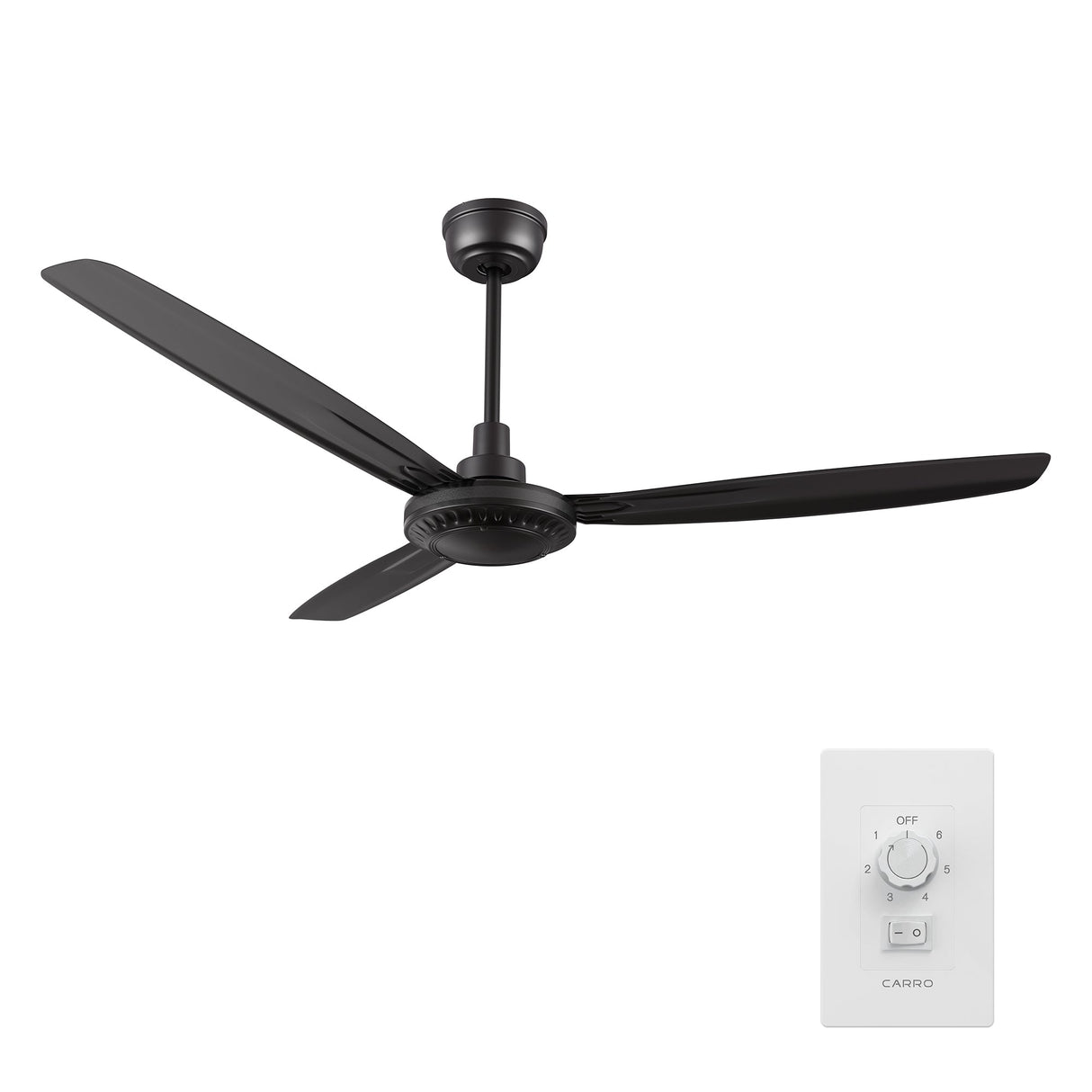 Oberon 56 Inch 3 Blade No Light Smart Ceiling Fan With Wall Control