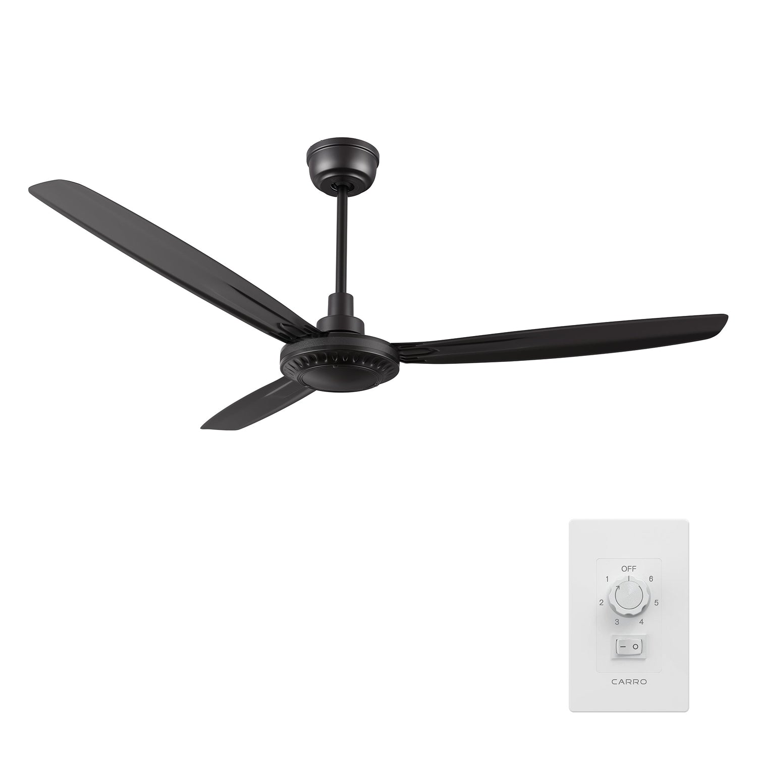 Oberon 56 Inch 3 Blade No Light Smart Ceiling Fan With Wall Control