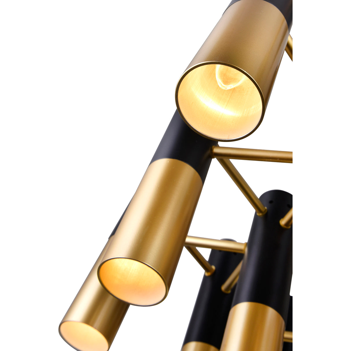 Anem 19 Light Matte Black & Satin Gold Down Chandelier