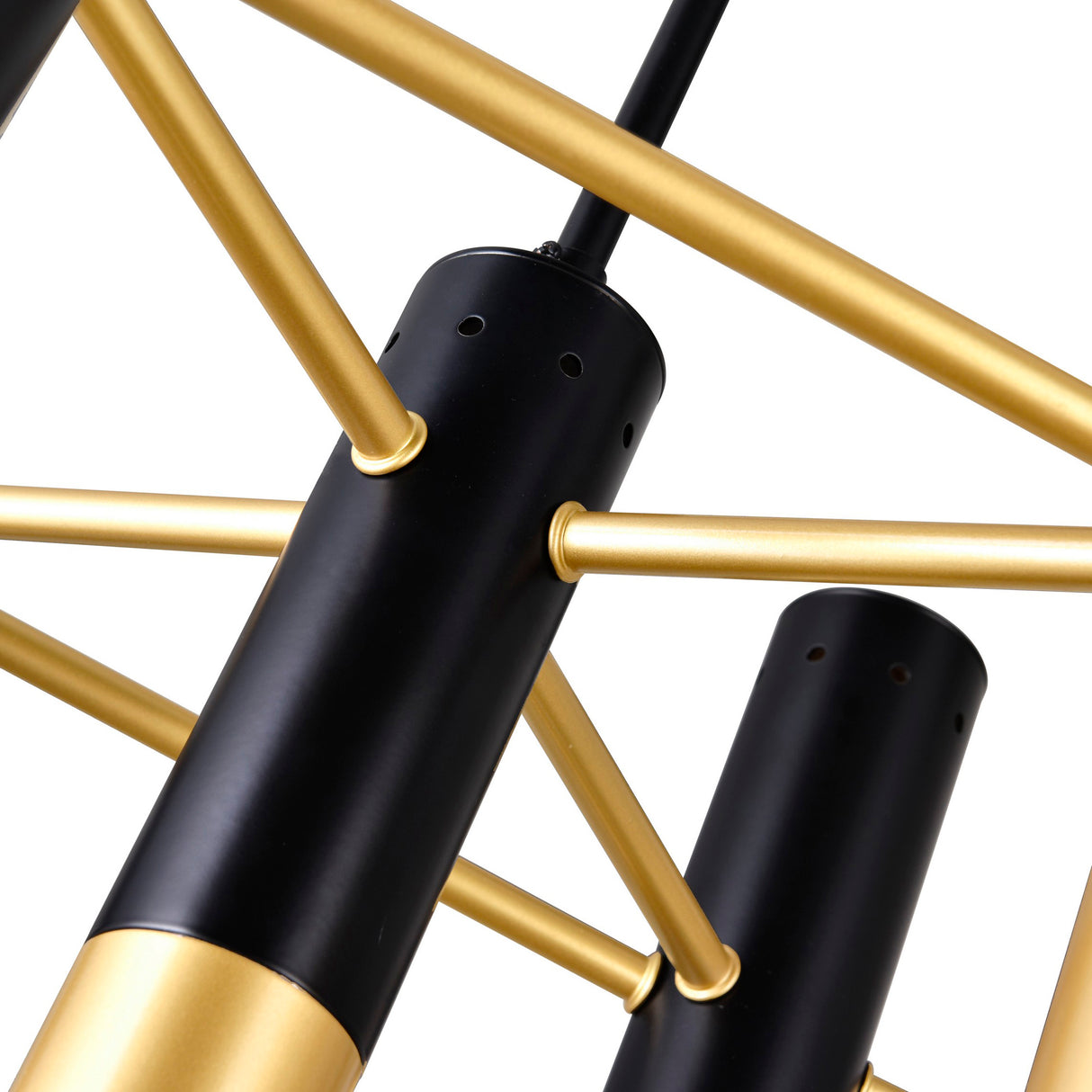 Anem 10 Light Matte Black & Satin Gold Down Chandelier