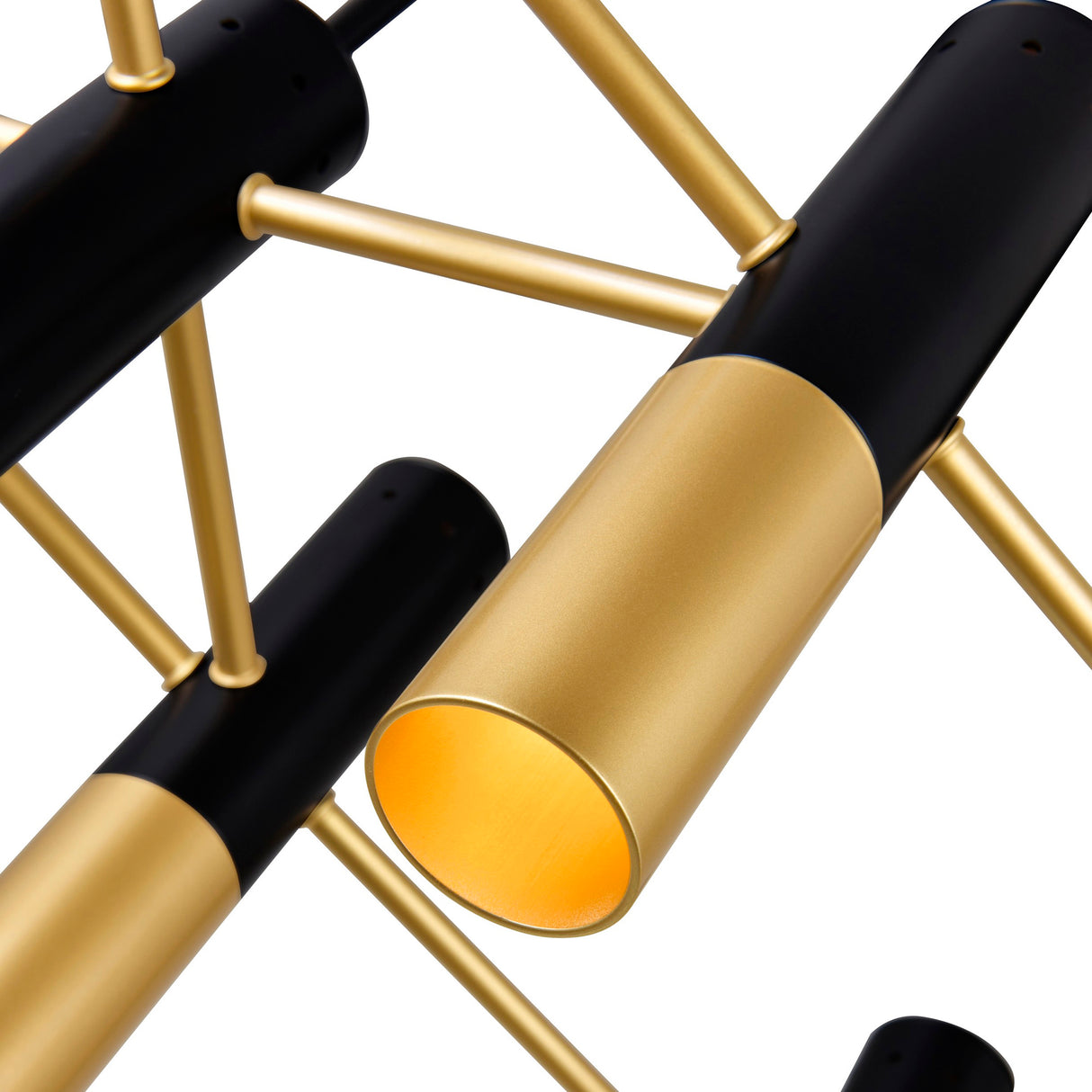 Anem 10 Light Matte Black & Satin Gold Down Chandelier