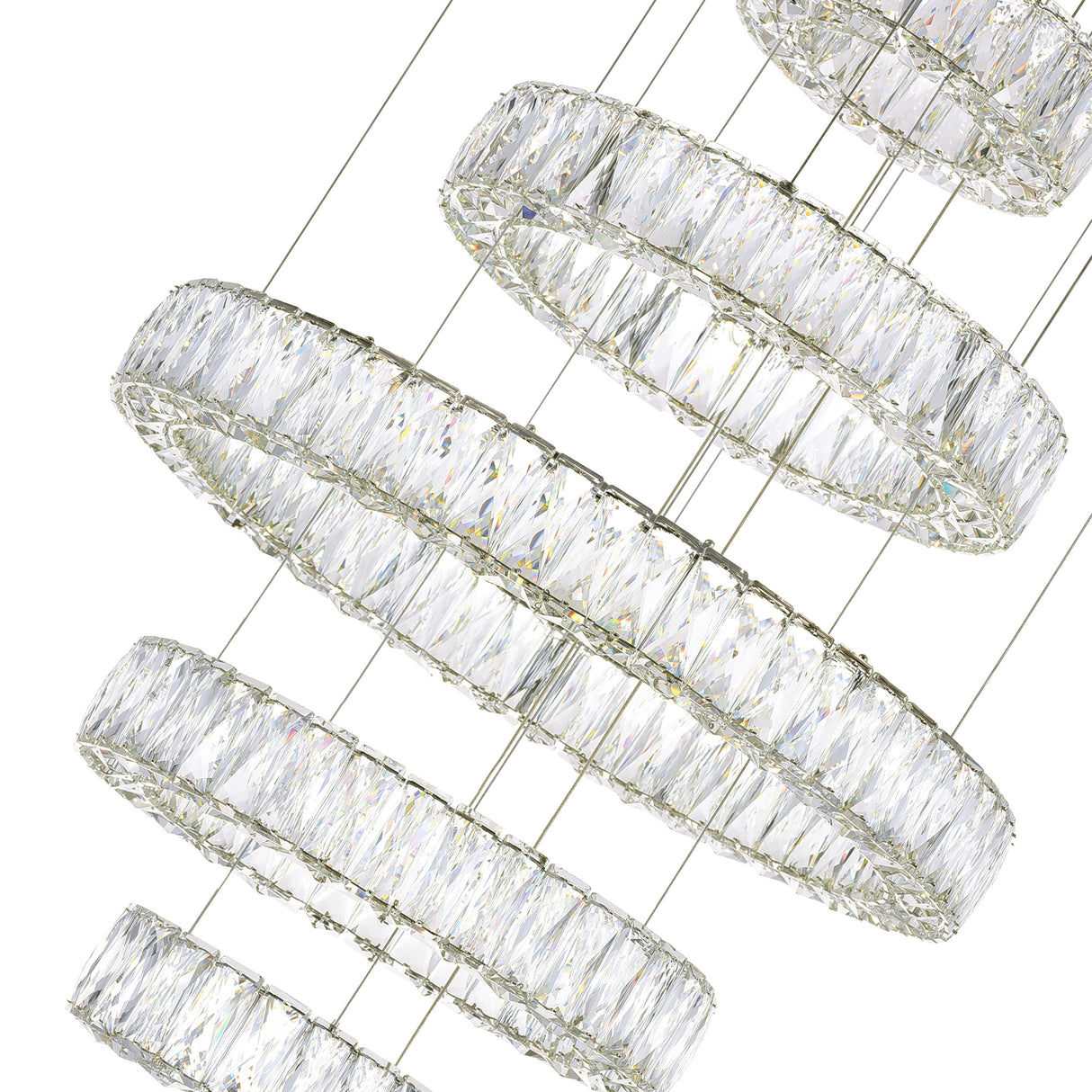 Madeline Integrated LED 5 Ring Chrome Chandelier