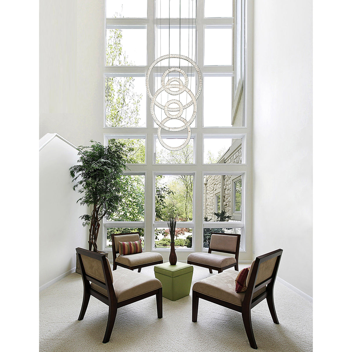 Celina Integrated LED 34in 6 Ring Chrome Chandelier