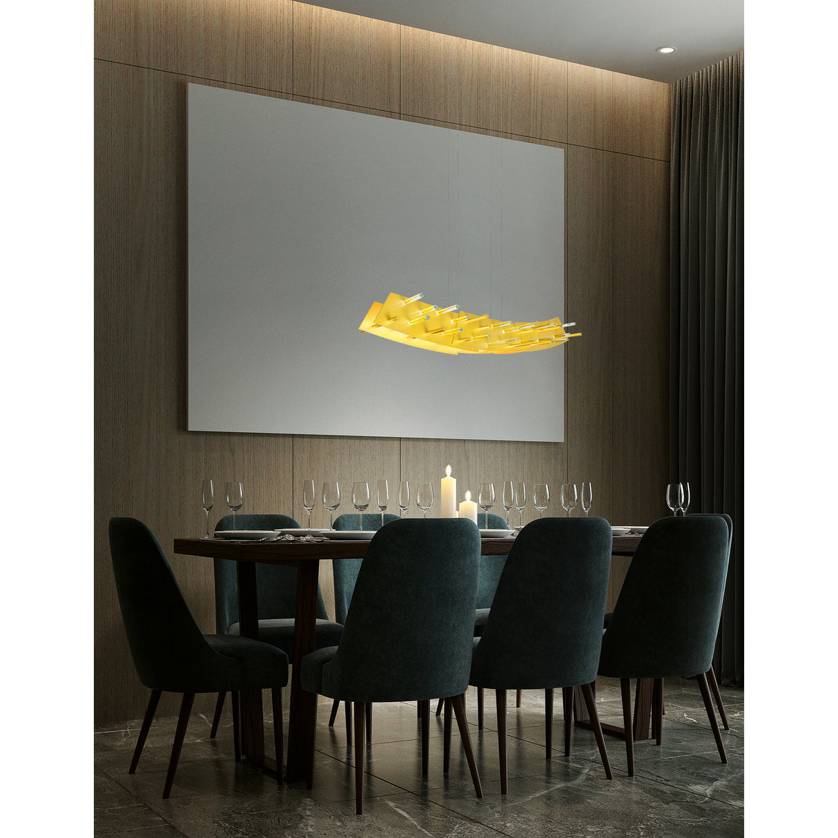 Gondola LED Chandelier With Satin Gold Finish