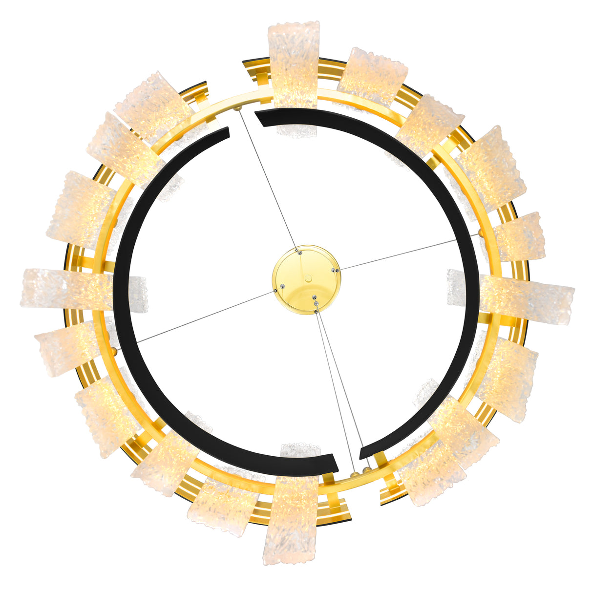 Guadiana Integrated LED 24in Black Chandelier with Handcrafted Glass