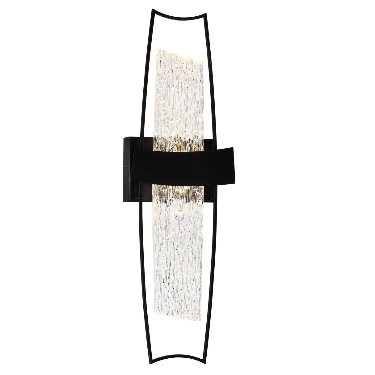 Guadiana Integrated LED 8in Black Wall Light with Handcrafted Glass