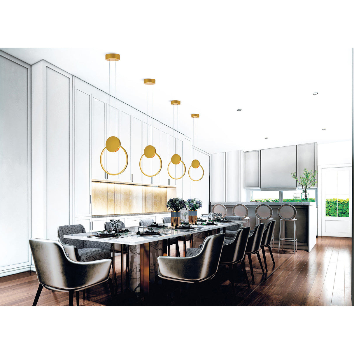 Pulley Integrated LED 10in Satin Gold Mini Pendant
