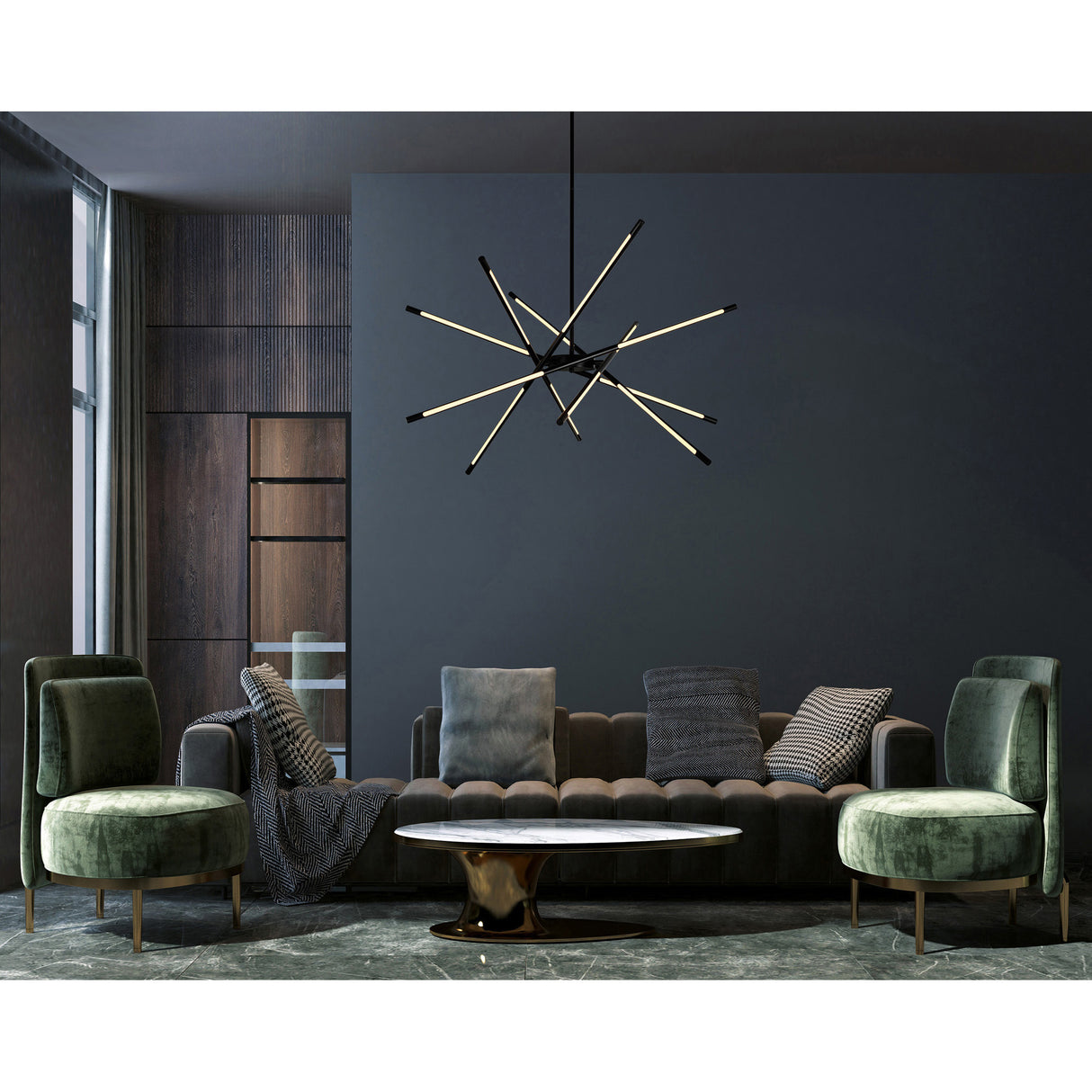 Oskil Integrated LED 43in Black Chandelier