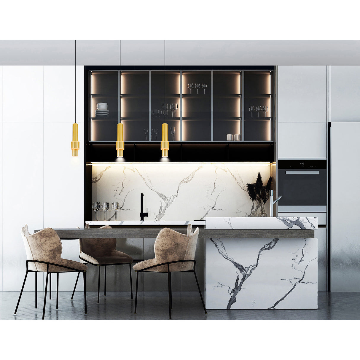 Lena Integrated LED 5in Satin Gold Mini Pendant