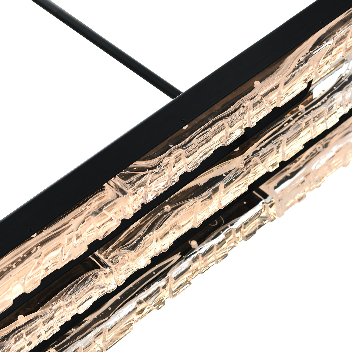Valira Integrated LED 60in Black Chandelier with Handcrafted Glass