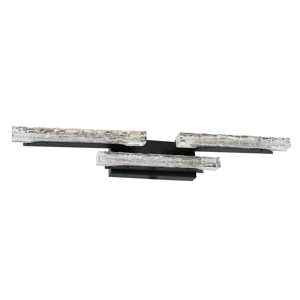 Valira Integrated LED Black Vanity Light with Handcrafted Glass