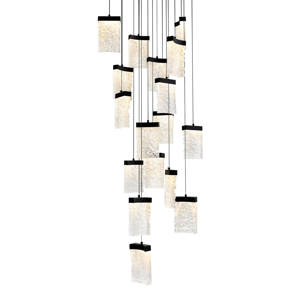 Lava Integrated LED 24in Black Chandelier with Handcrafted Glass