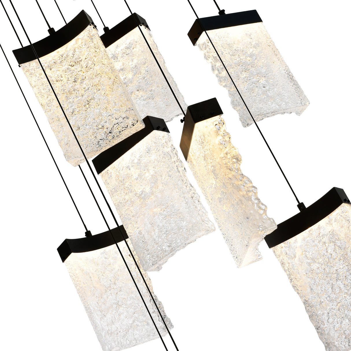 Lava Integrated LED 36in Black Chandelier with Handcrafted Glass