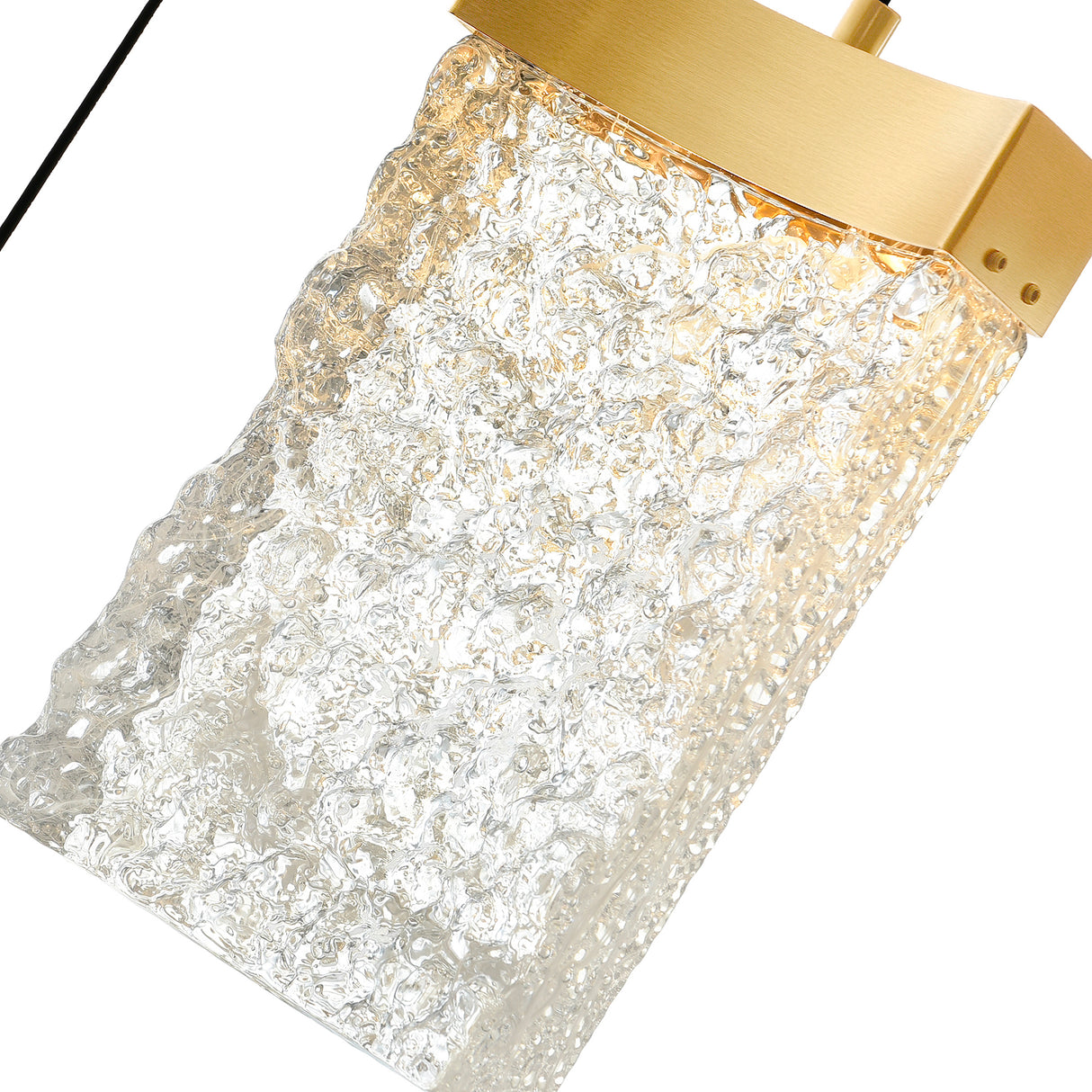 Lava Integrated LED 36in Brass Chandelier with Handcrafted Glass