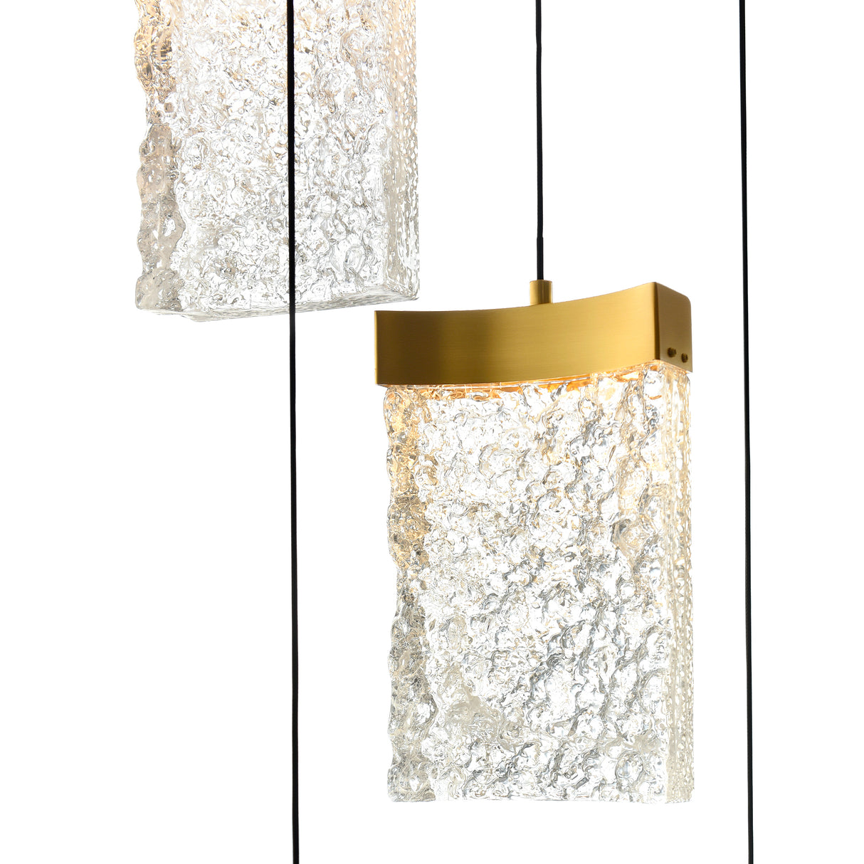Lava Integrated LED 48in Brass Chandelier with Handcrafted Glass