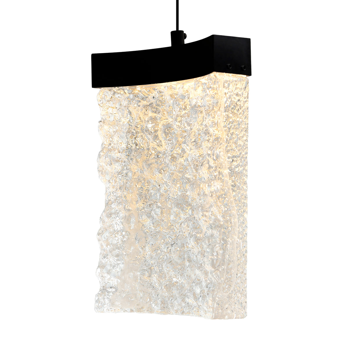 Lava Integrated LED 6in Black Mini Pendant with Handcrafted Glass