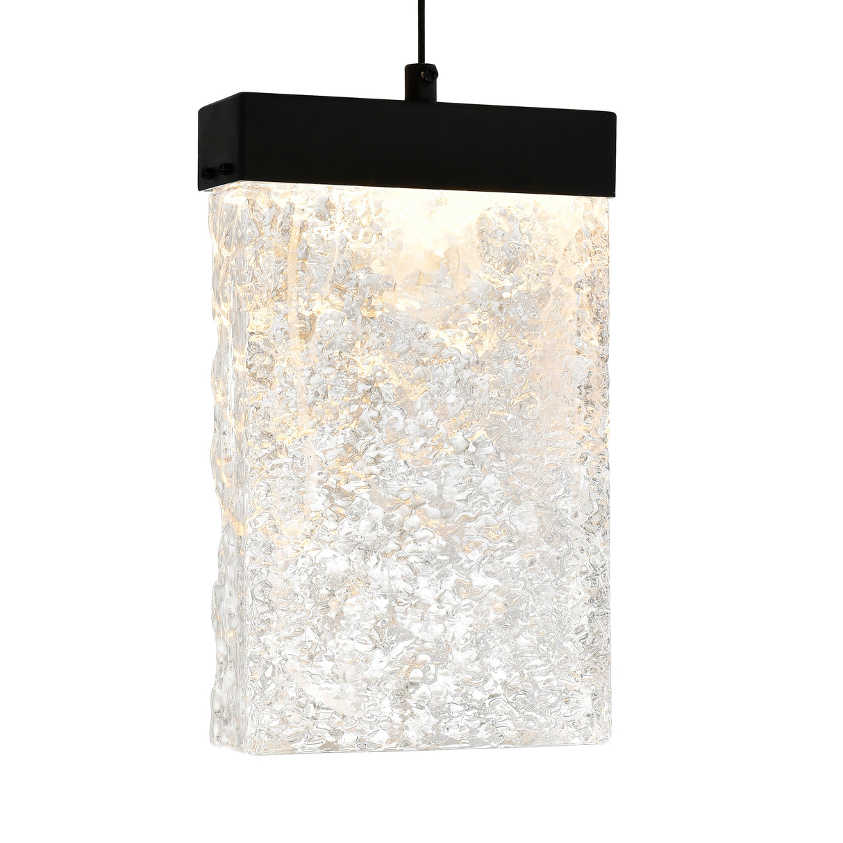 Lava Integrated LED 6in Black Mini Pendant with Handcrafted Glass