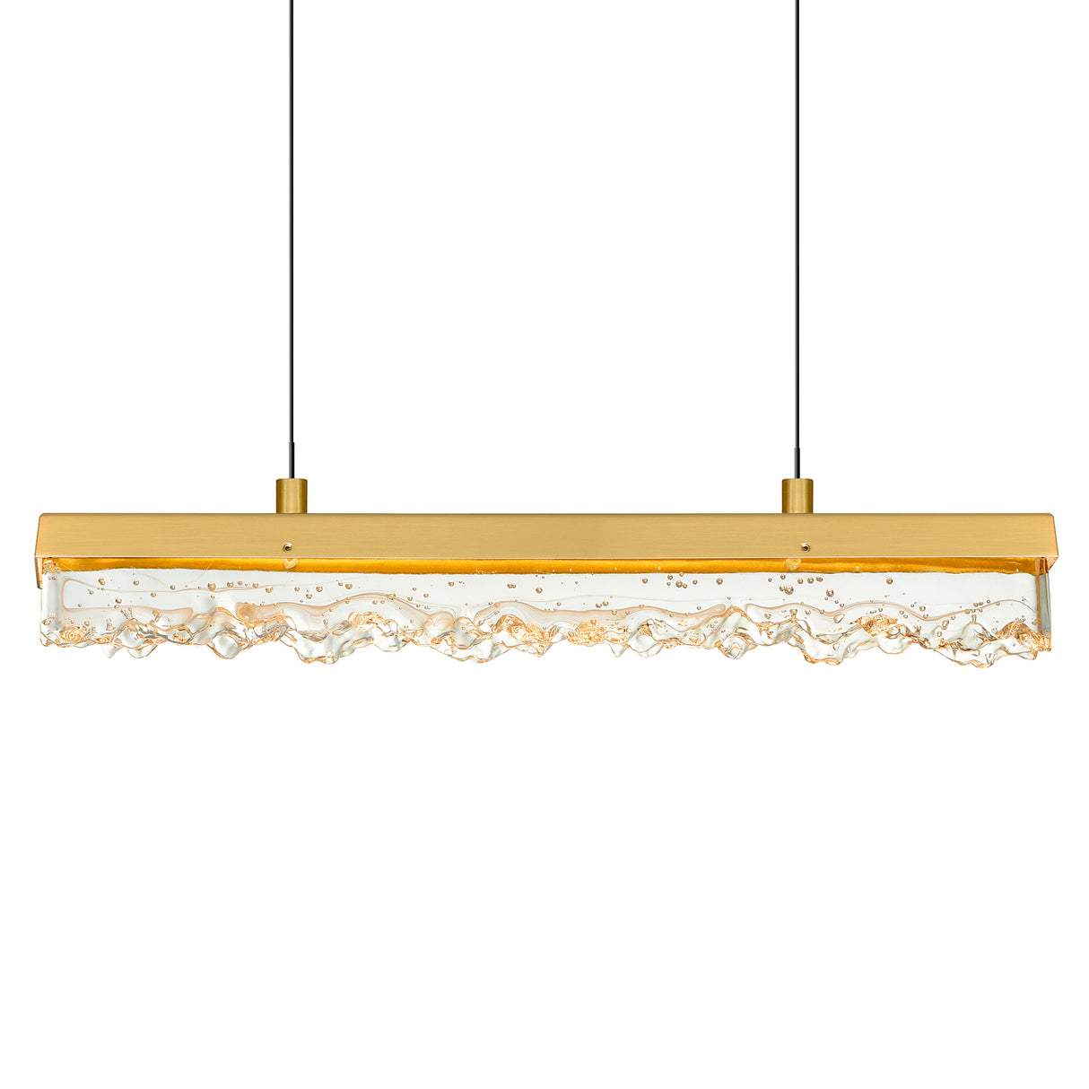 Stagger Integrated LED 48in Brass Chandelier with Handcrafted Glass