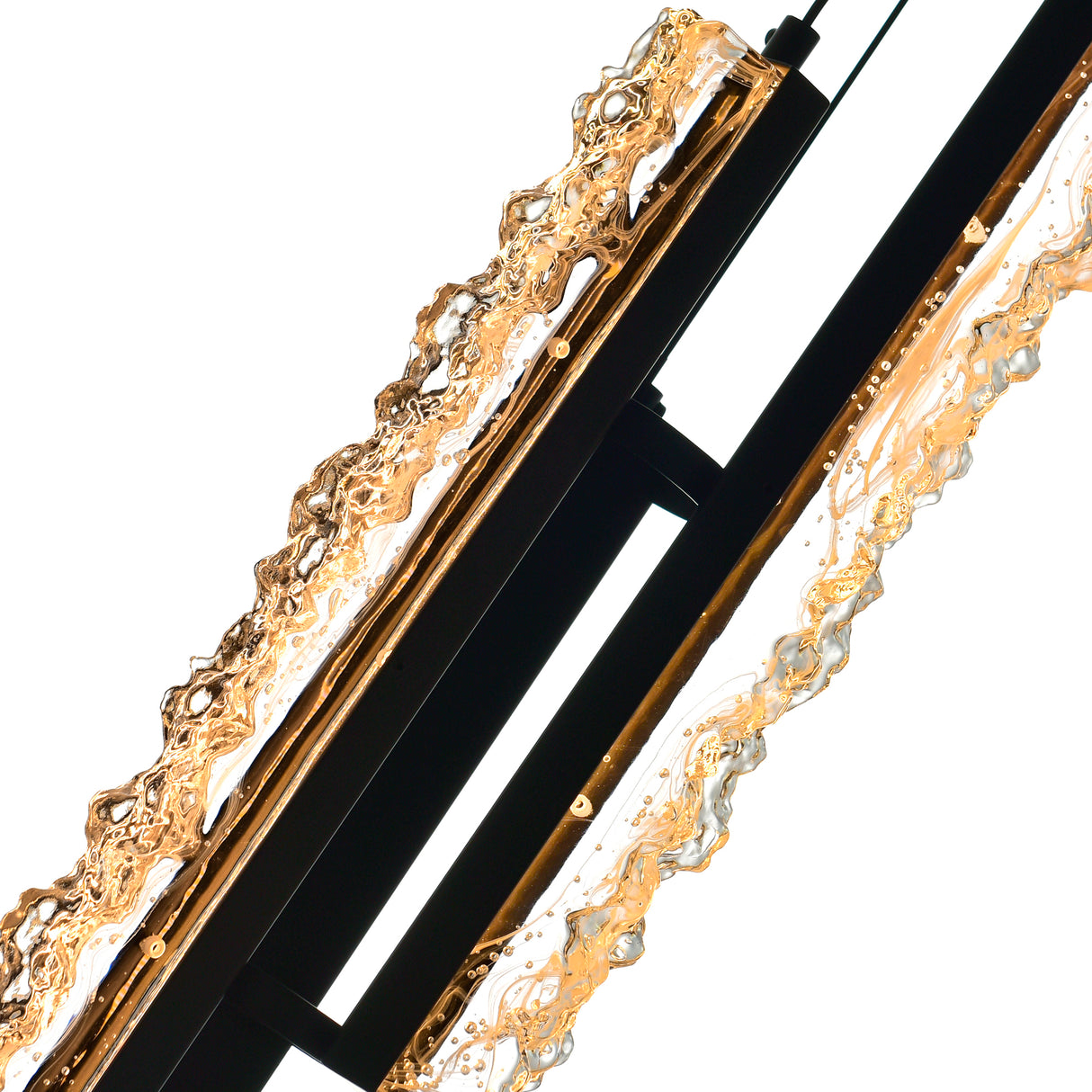 Stagger Integrated LED 6in Black Mini Pendant with Handcrafted Glass
