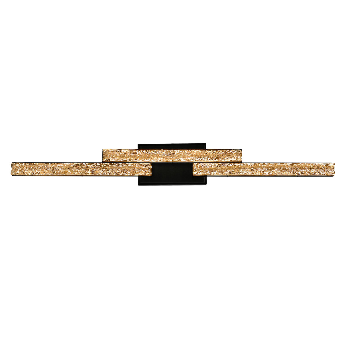 Stagger Integrated LED 36in Black Vanity Light with Handcrafted Glass