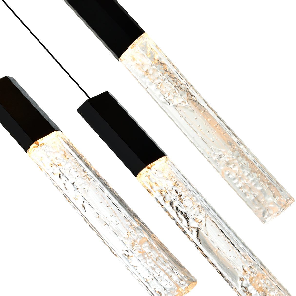 Greta Integrated LED 12in Black Mini Pendant with Handcrafted Glass