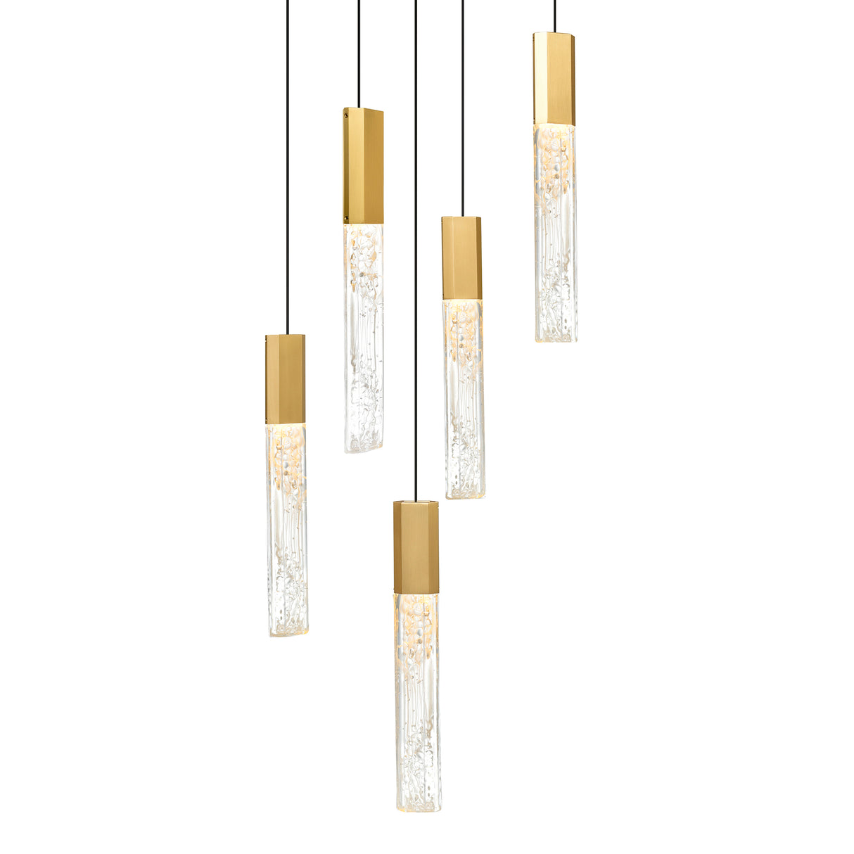 Greta Integrated LED 12in Brass Mini Pendant with Handcrafted Glass