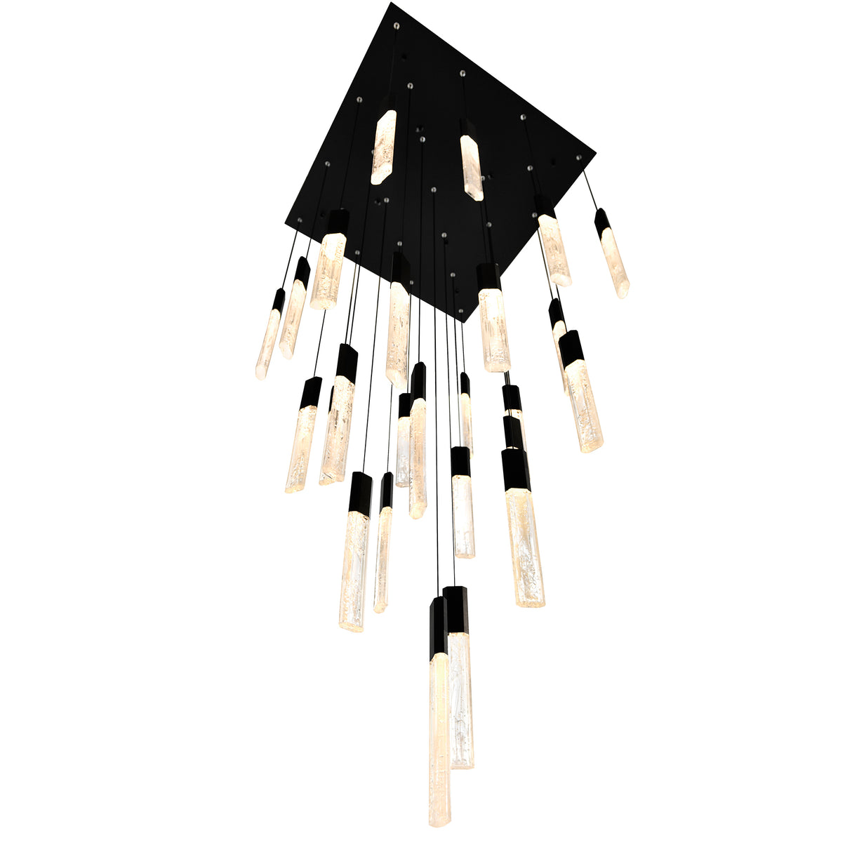 Greta Integrated LED 28in Black Chandelier with Handcrafted Glass