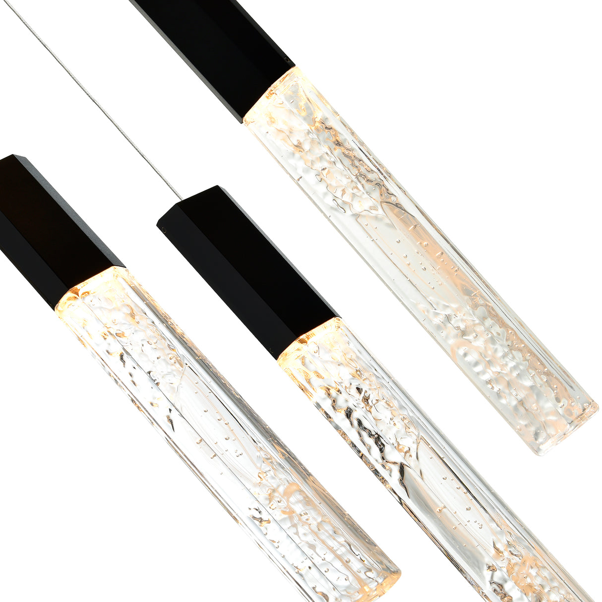 Greta Integrated LED 28in Black Chandelier with Handcrafted Glass