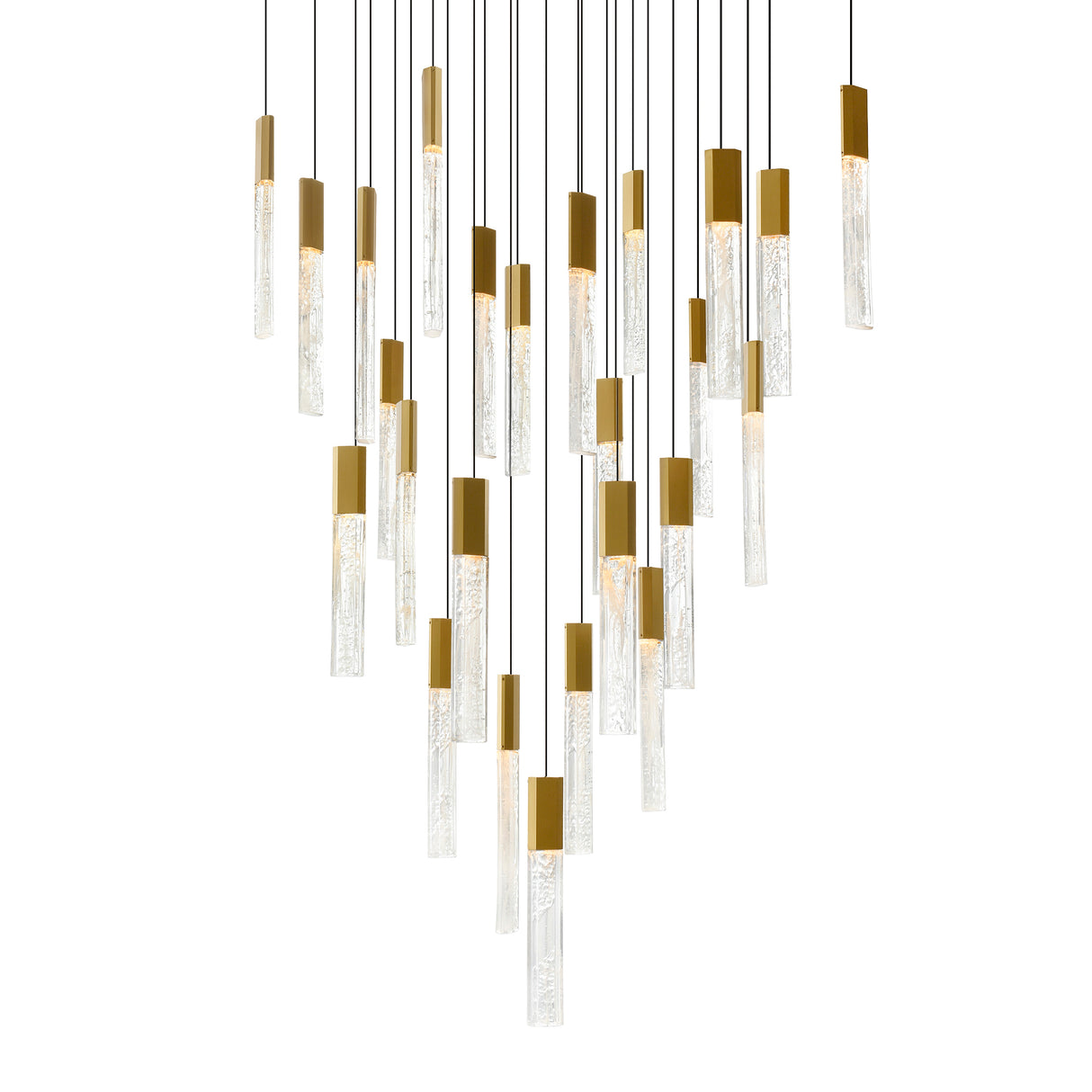Greta Integrated LED 28in Brass Chandelier with Handcrafted Glass