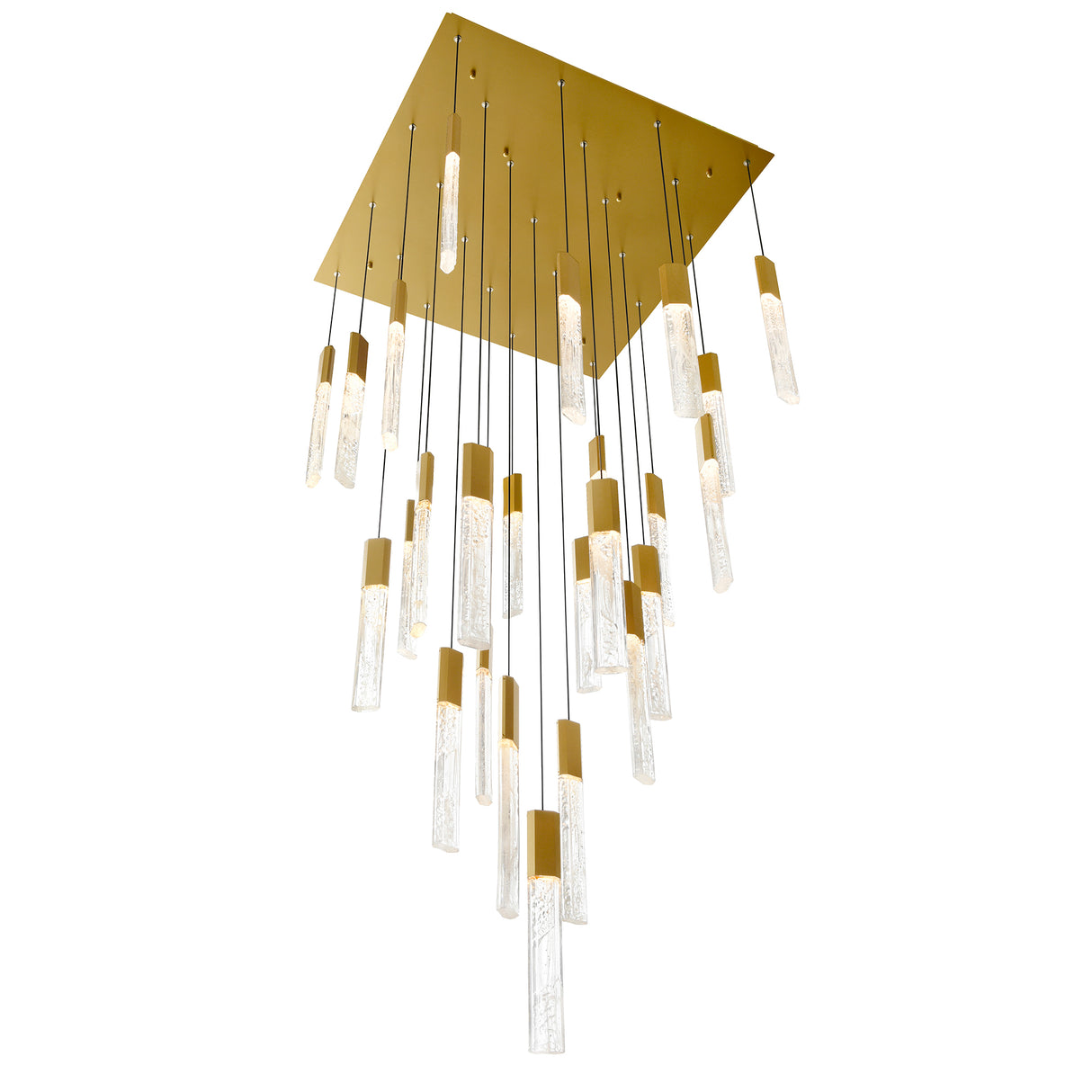 Greta Integrated LED 28in Brass Chandelier with Handcrafted Glass