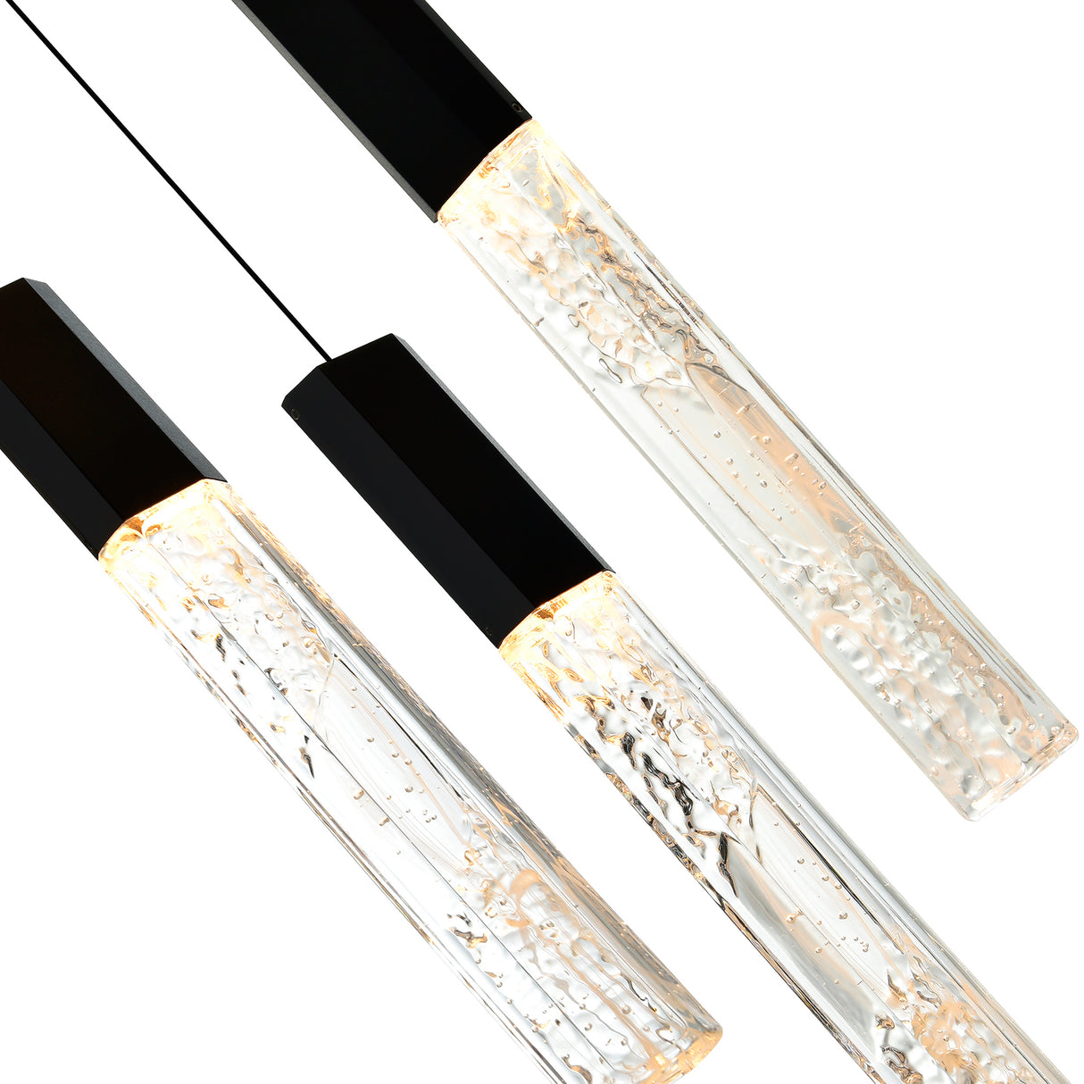 Greta Integrated LED 36in Black Chandelier with Handcrafted Glass