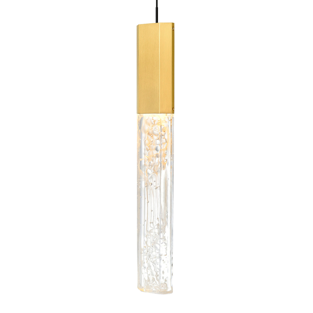 Greta Integrated LED 36in Brass Chandelier with Handcrafted Glass