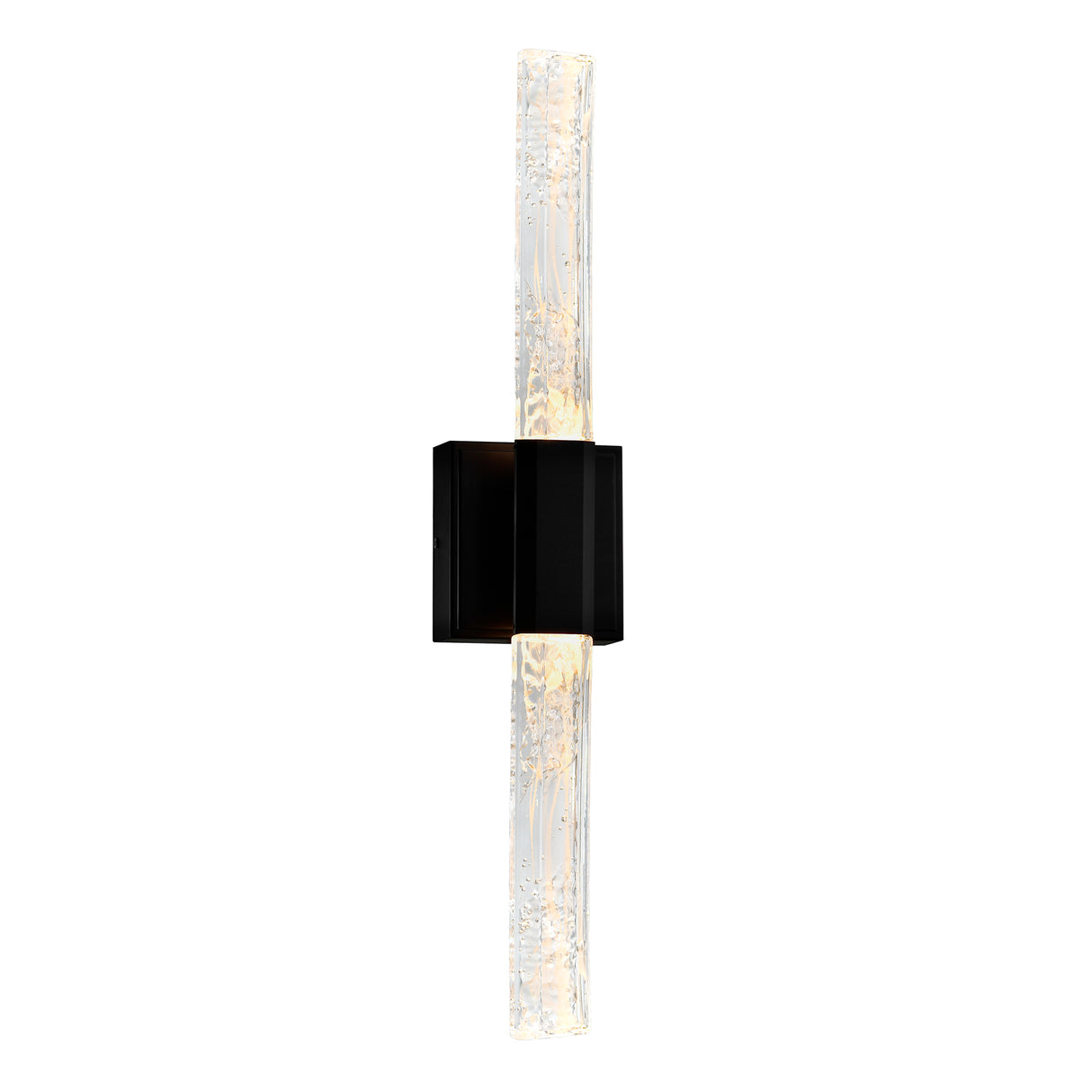 Greta Integrated LED 24in Black Vanity Light with Handcrafted Glass
