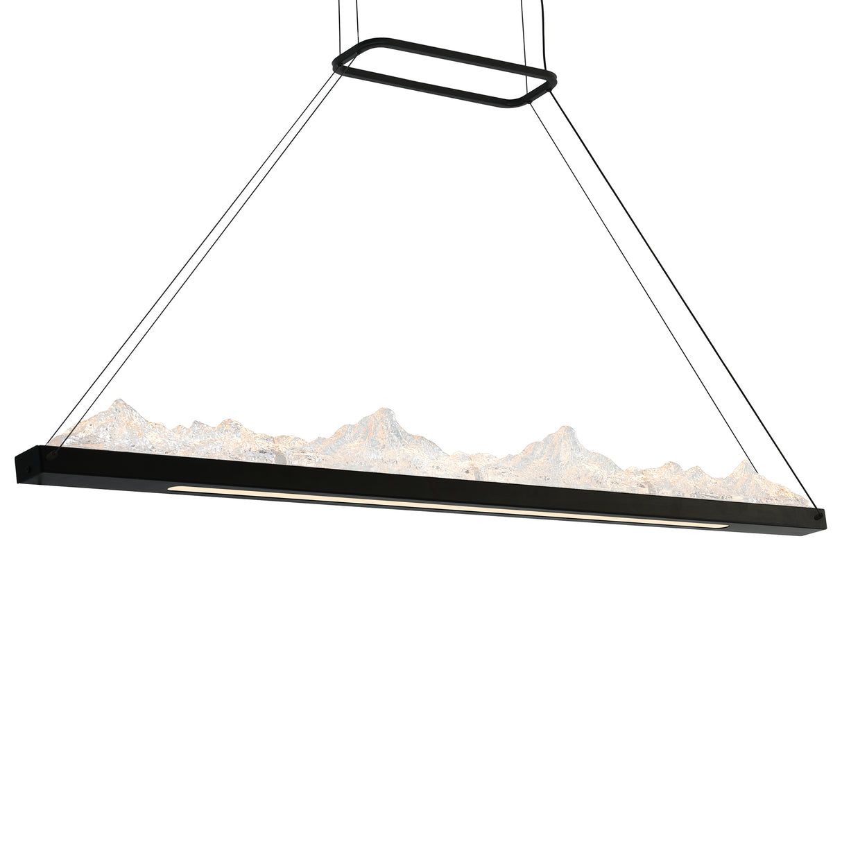 Himalayas Integrated LED 48in Black Chandelier with Handcrafted Glass