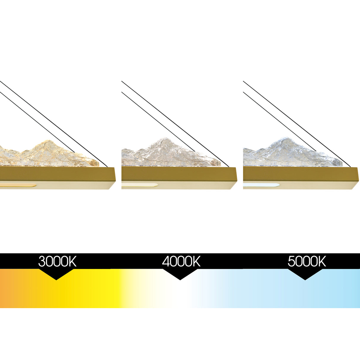 Himalayas Integrated LED 62in Brass Chandelier with Handcrafted Glass