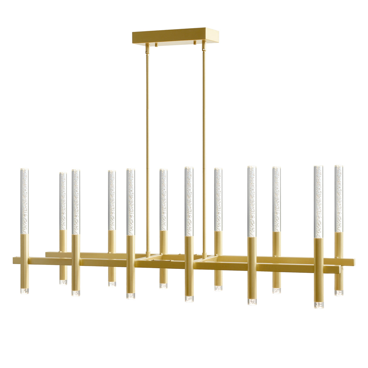 Dragonswatch Integrated LED 48in 12 Pendant Satin Gold Chandelier