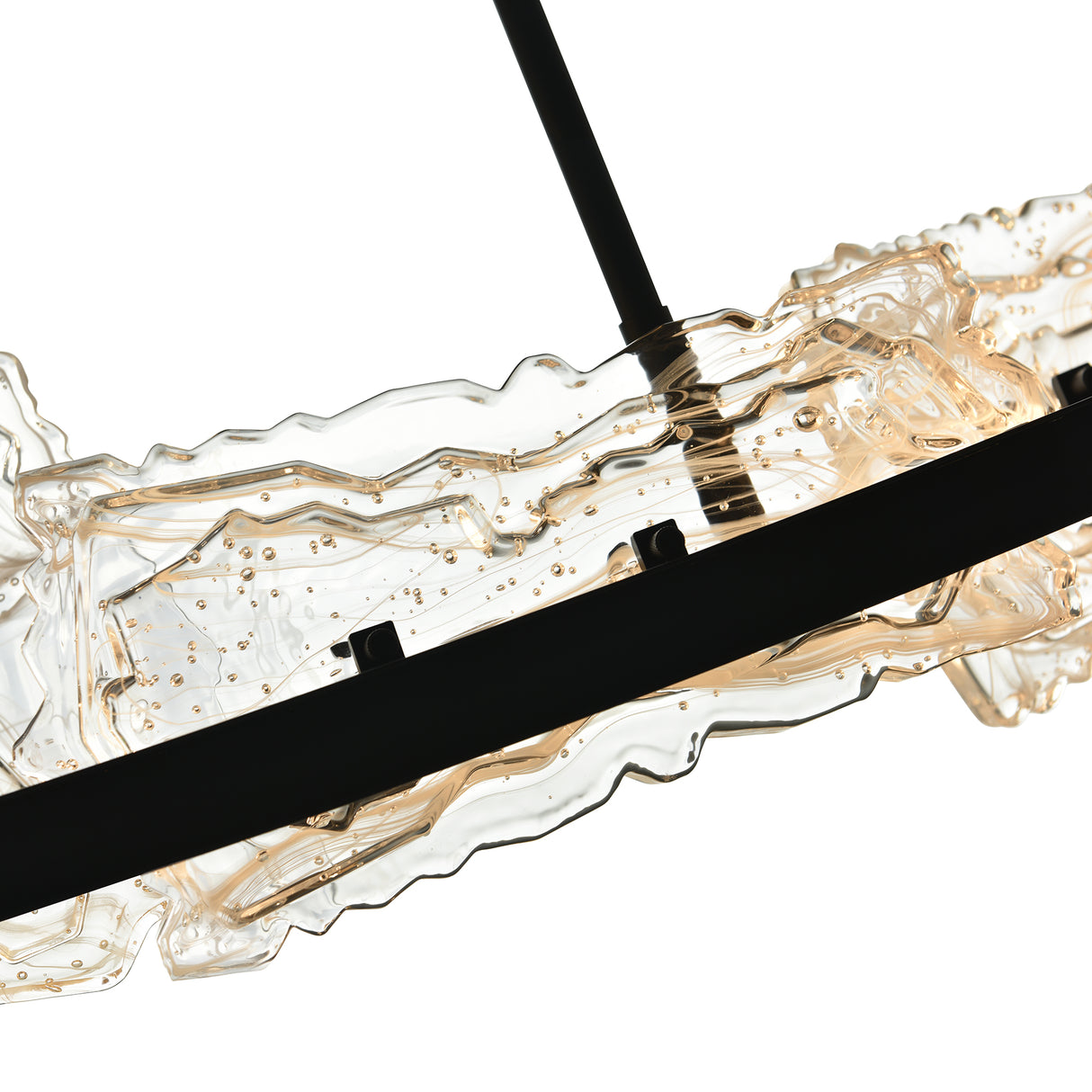 Arcus Integrated LED 50in Black Chandelier with Handcrafted Glass