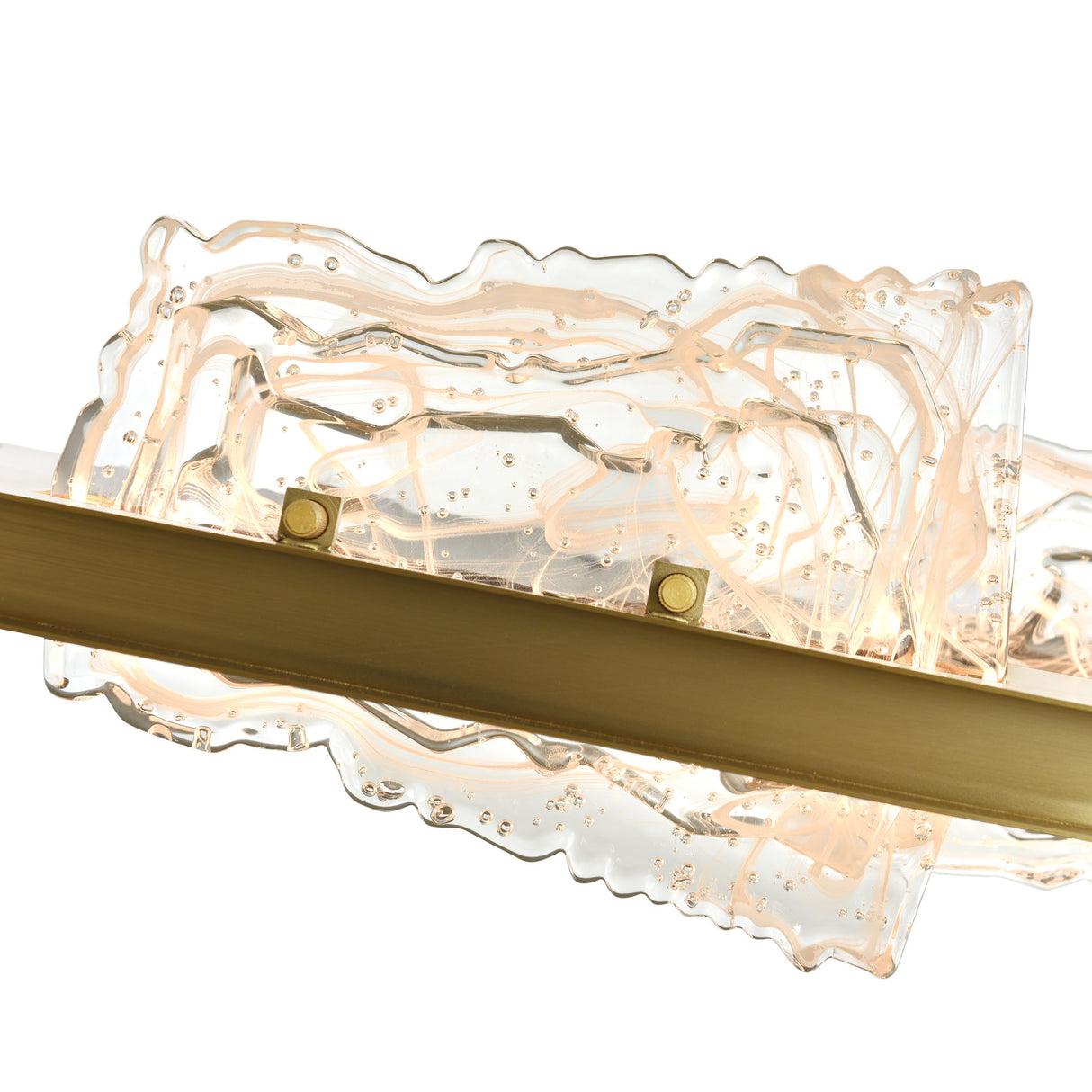 Arcus Integrated LED 50in Brass Chandelier with Handcrafted Glass